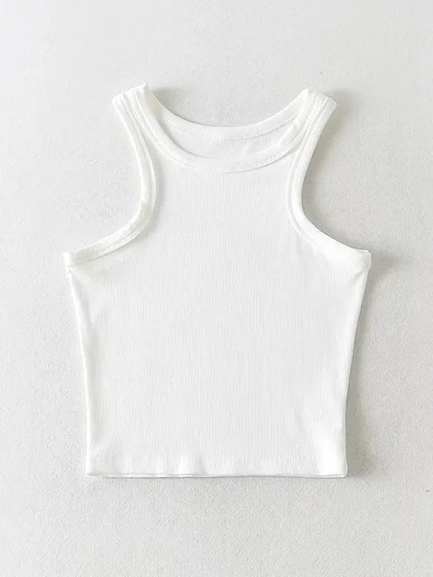 2025 Summer Women Solid Knit Short Tank Tops Strethy Cropped Camis
