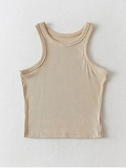 2025 Summer Women Solid Knit Short Tank Tops Strethy Cropped Camis