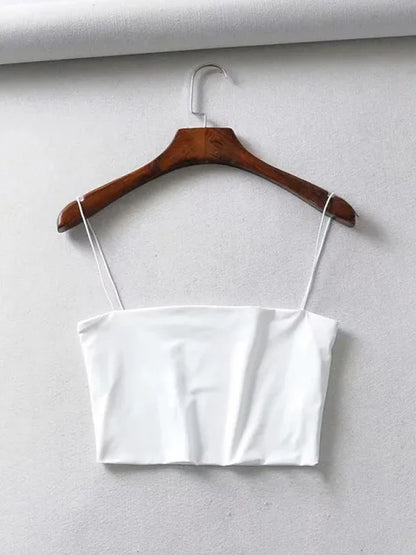 2025 Verano Mujer Crop Top Sexy Elástico Algodón Camisola Sin Mangas Top Corto Sin Mangas Bar