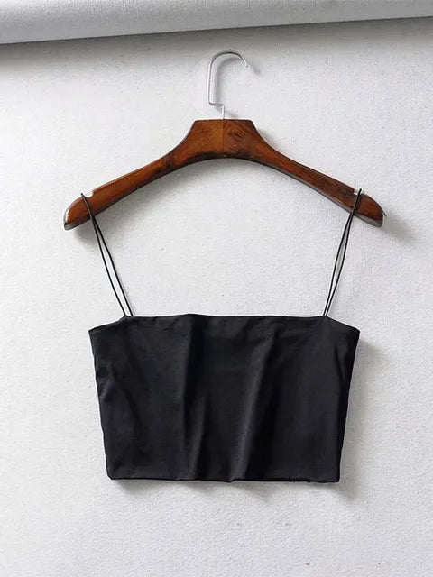 2025 Verano Mujer Crop Top Sexy Elástico Algodón Camisola Sin Mangas Top Corto Sin Mangas Bar