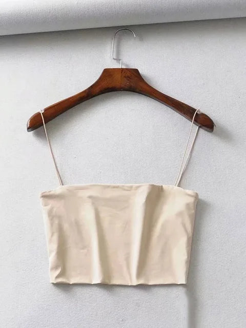 2025 Verano Mujer Crop Top Sexy Elástico Algodón Camisola Sin Mangas Top Corto Sin Mangas Bar