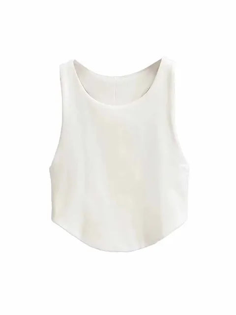 2025 Summer Women’s Sexy Double Curved Crop Tops Narrow Shoulder Sleeveless Backless Tight Tank Top