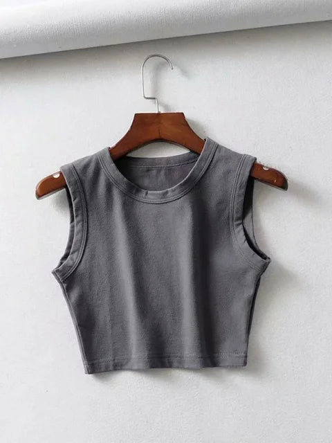 2025 Summer vintage white crop tops women biker black punk sexy tank top korean streetwear cropped sleeveless top feminino