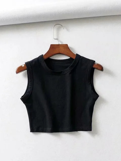 2025 Summer vintage white crop tops women biker black punk sexy tank top korean streetwear cropped sleeveless top feminino