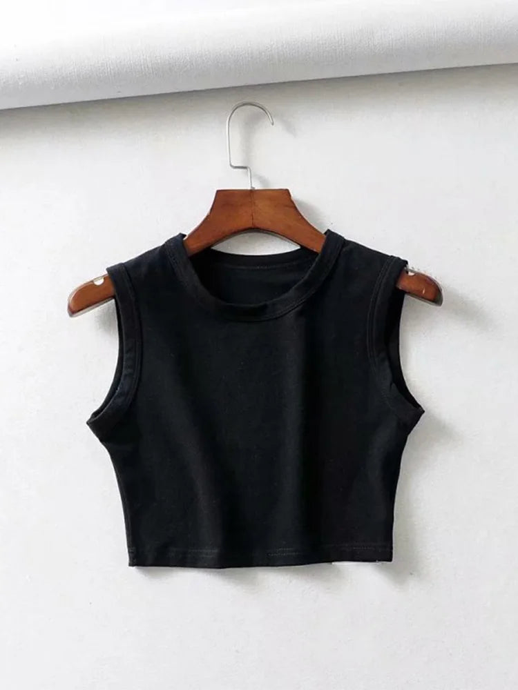 2025 Summer vintage white crop tops women biker black punk sexy tank top korean streetwear cropped sleeveless top feminino