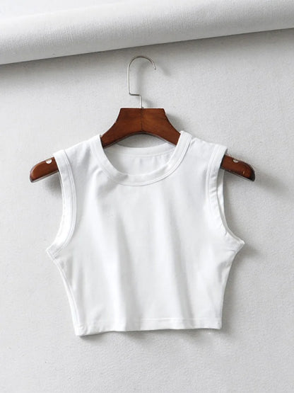 2025 Summer vintage white crop tops women biker black punk sexy tank top korean streetwear cropped sleeveless top feminino