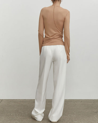 Half Turtleneck Beveled Long Sleeve Sweater