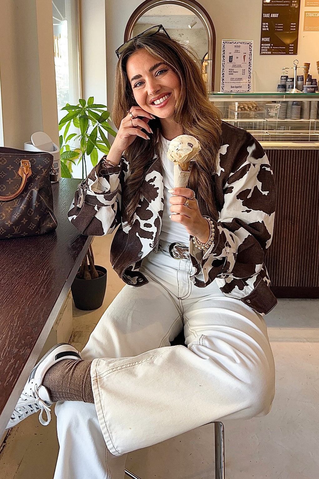 Retro Cow Pattern Printed Coat