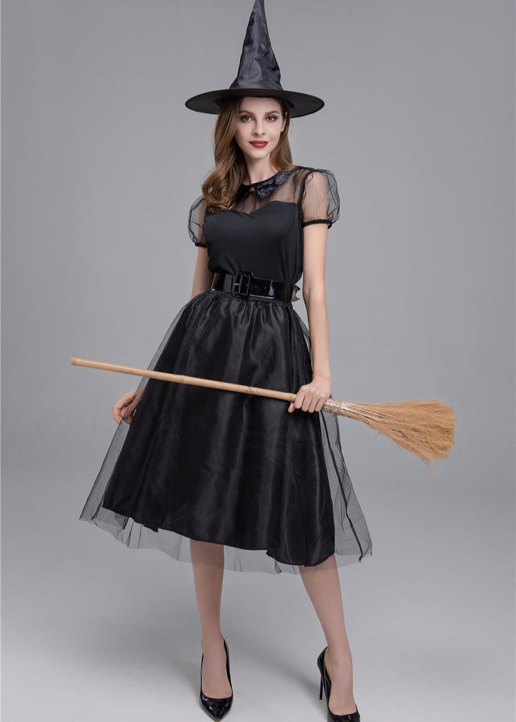 Midnight Enchantress - Women’s Black Witch Costume Dress with Hat and Accessories