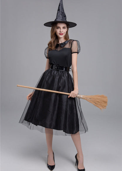 Midnight Enchantress - Women’s Black Witch Costume Dress with Hat and Accessories