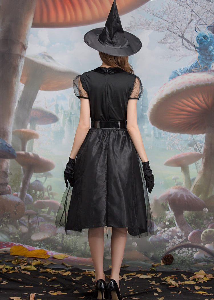 Midnight Enchantress - Women’s Black Witch Costume Dress with Hat and Accessories