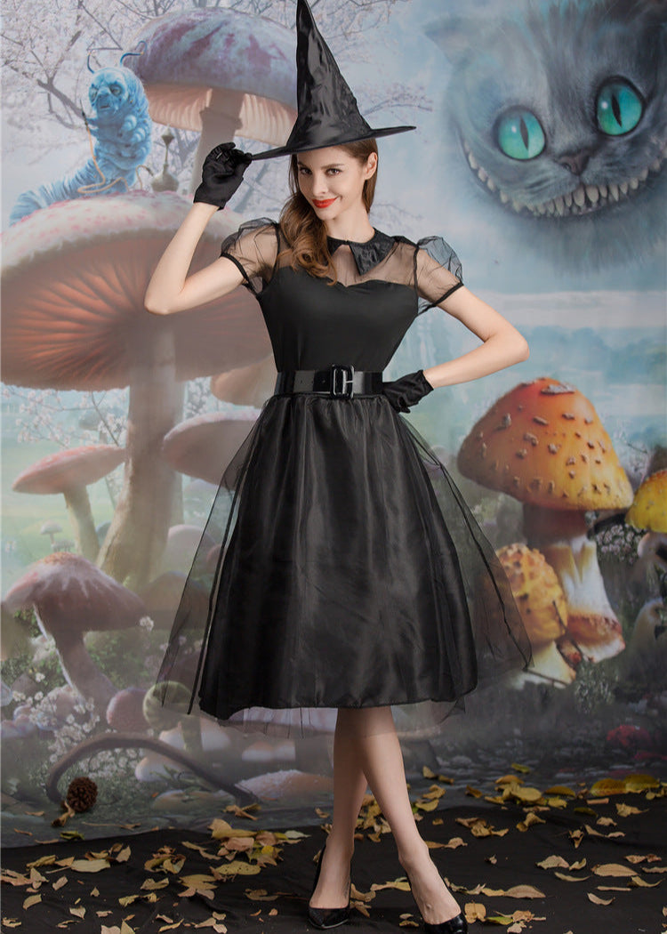 Midnight Enchantress - Women’s Black Witch Costume Dress with Hat and Accessories