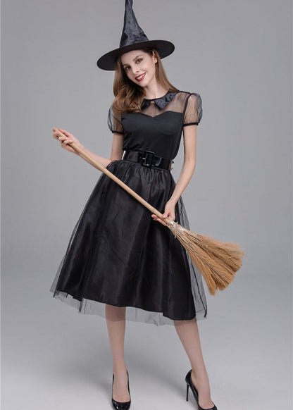 Midnight Enchantress - Women’s Black Witch Costume Dress with Hat and Accessories