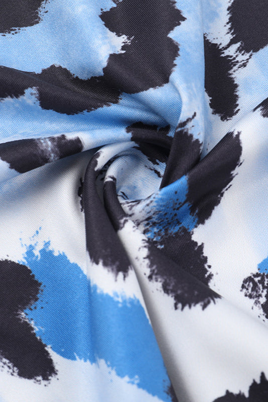 Asymmetrical Leopard Bodycon Halter Midi Dress