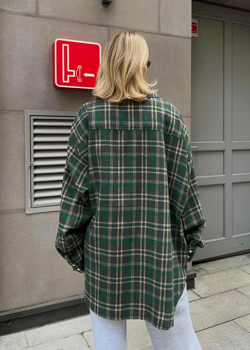 Trendy Plaid Long-Sleeve Shirt for Women