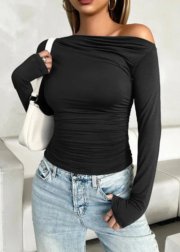 Off-Shoulder Slim-Fit Pullover Top