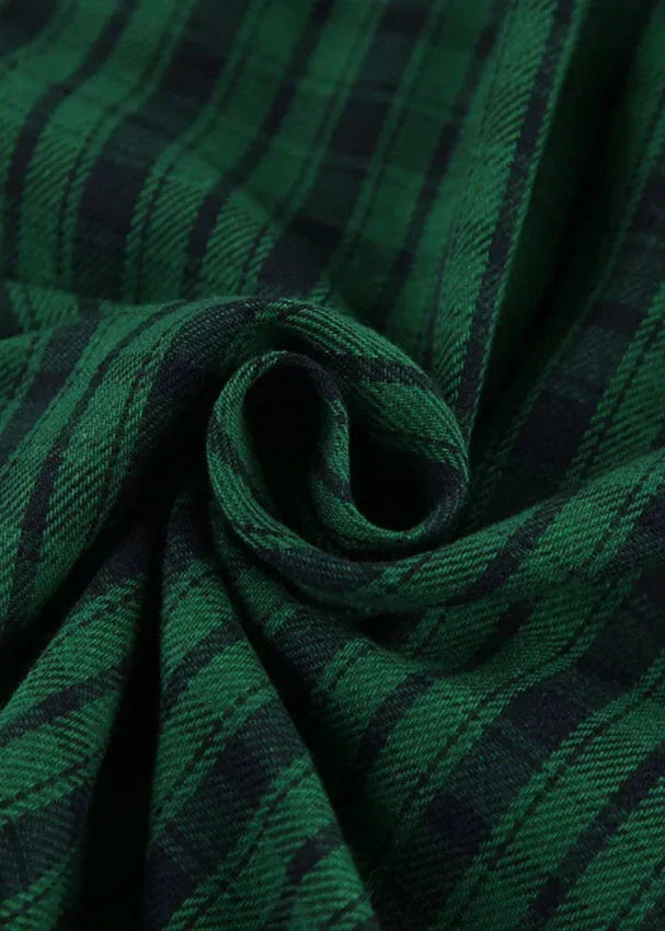 Oversized Retro Green Plaid Shirt – Effortless Chic