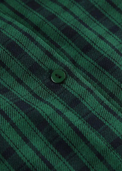 Oversized Retro Green Plaid Shirt – Effortless Chic