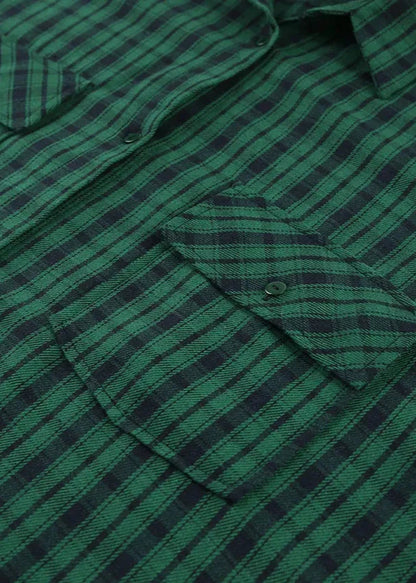Oversized Retro Green Plaid Shirt – Effortless Chic