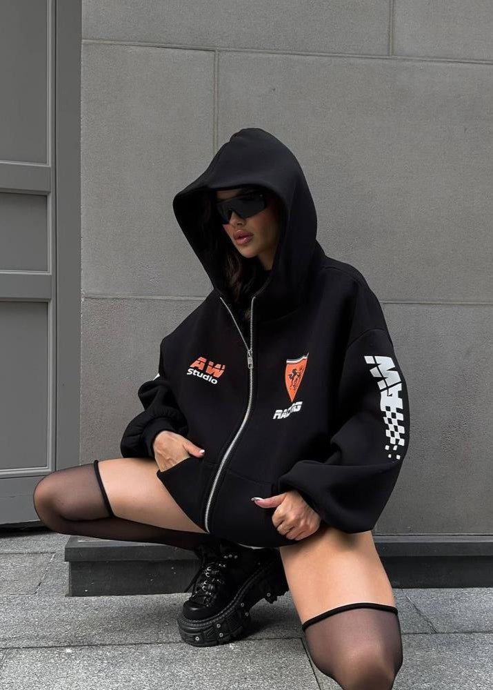 Trackside Boost - Racing-Inspired Oversized Hoodie