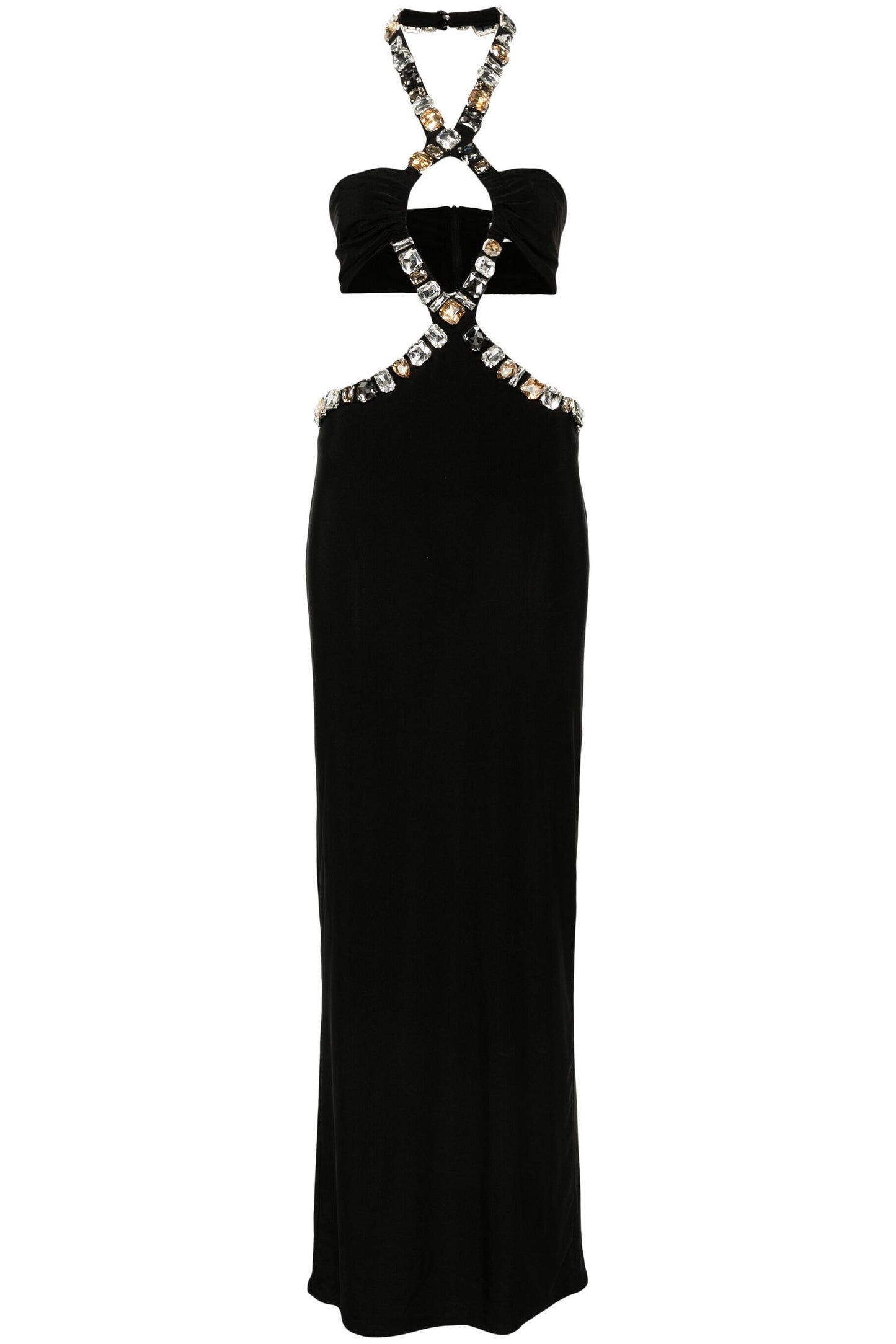 Alma Diamante Cutout Halter Maxi Dress