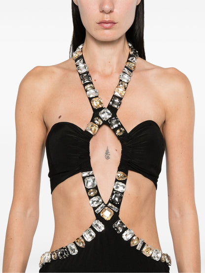 Alma Diamante Cutout Halter Maxi Dress