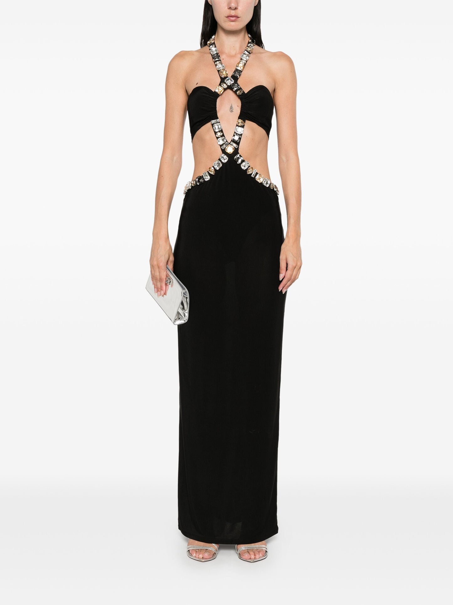 Alma Diamante Cutout Halter Maxi Dress