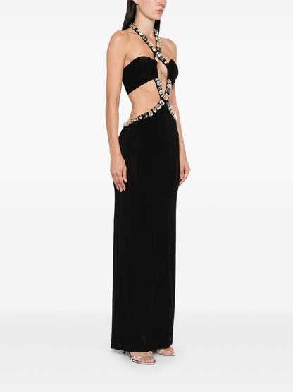 Alma Diamante Cutout Halter Maxi Dress