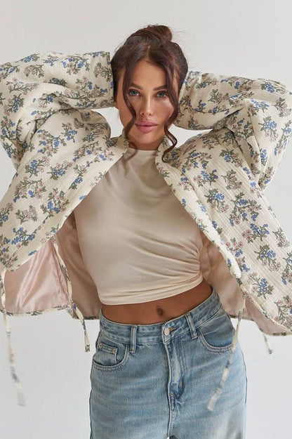 Casual Floral Padded Coat