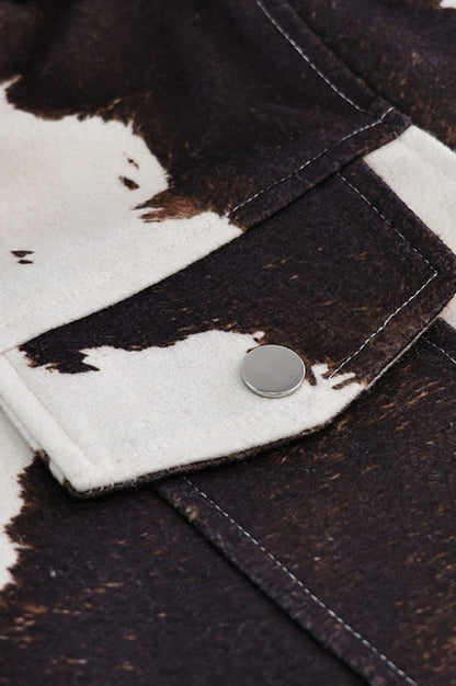 Trendy Asymmetrical Print Short Coat