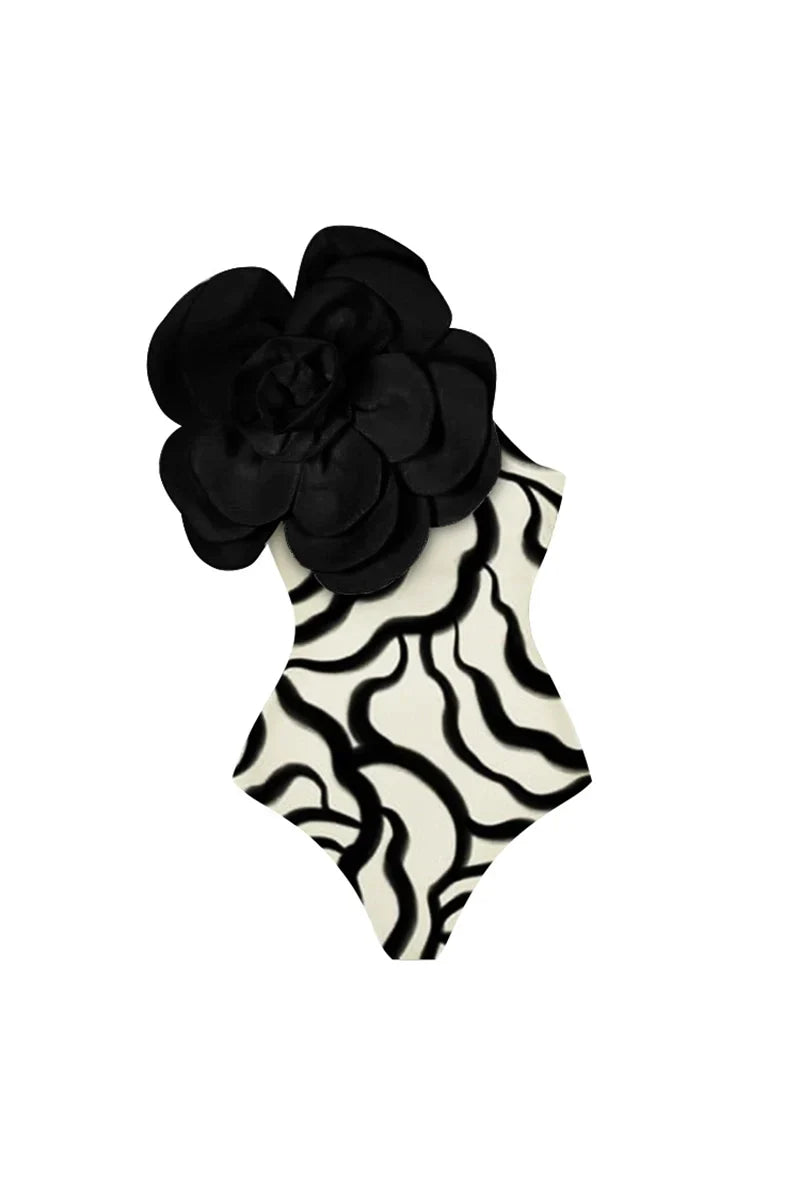 3D Floral One-Piece Swimsuit