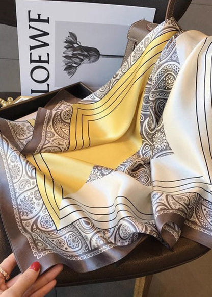 Savannah Print Satin Square Scarf – Golden Paisley 70×70cm