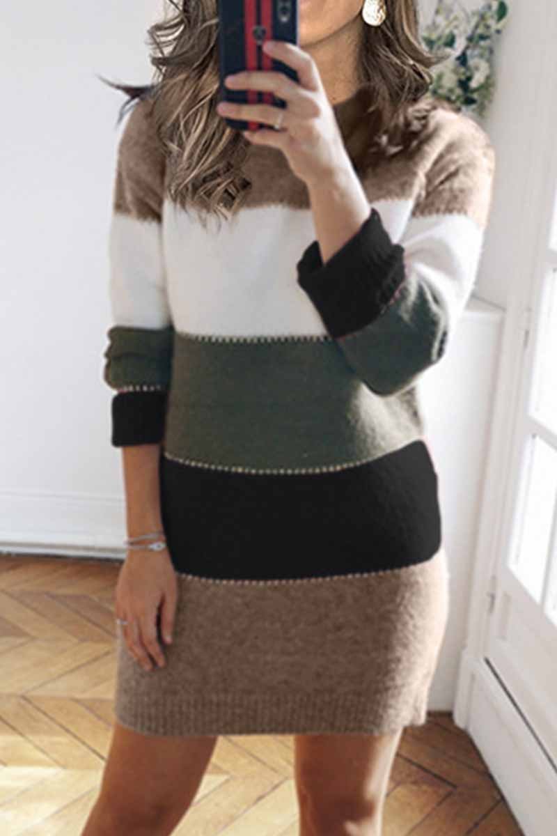 Splicing Casual Contrast Mini Dress£¨3 colors£©