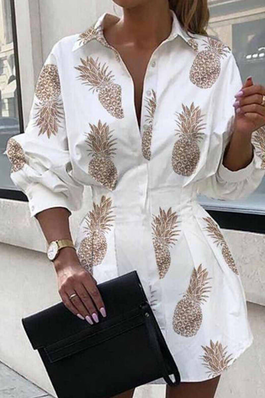 Slim Waist Letter Print Long Sleeve Mini Dress