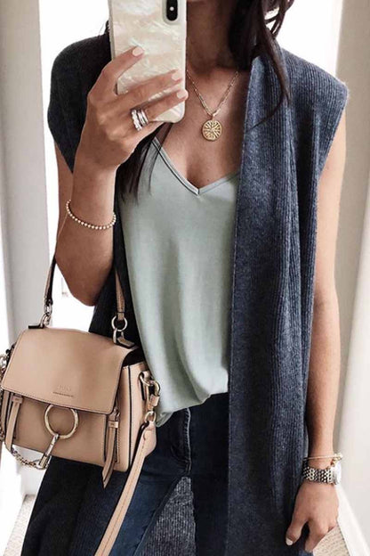 Solid Color Mid-length Vest