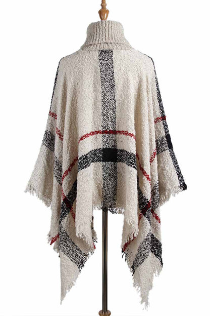Knitted Contrast Tassel Cloak(5 Colors)