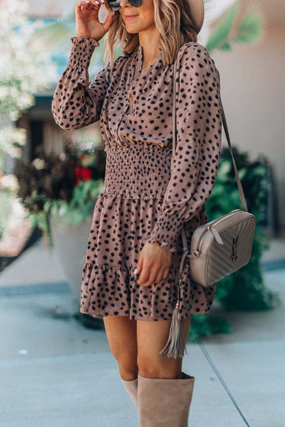 Printing Spotted Dress with Belt