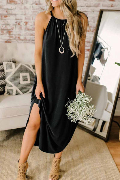 Loose Sexy Solid Color Sling Midi Dress