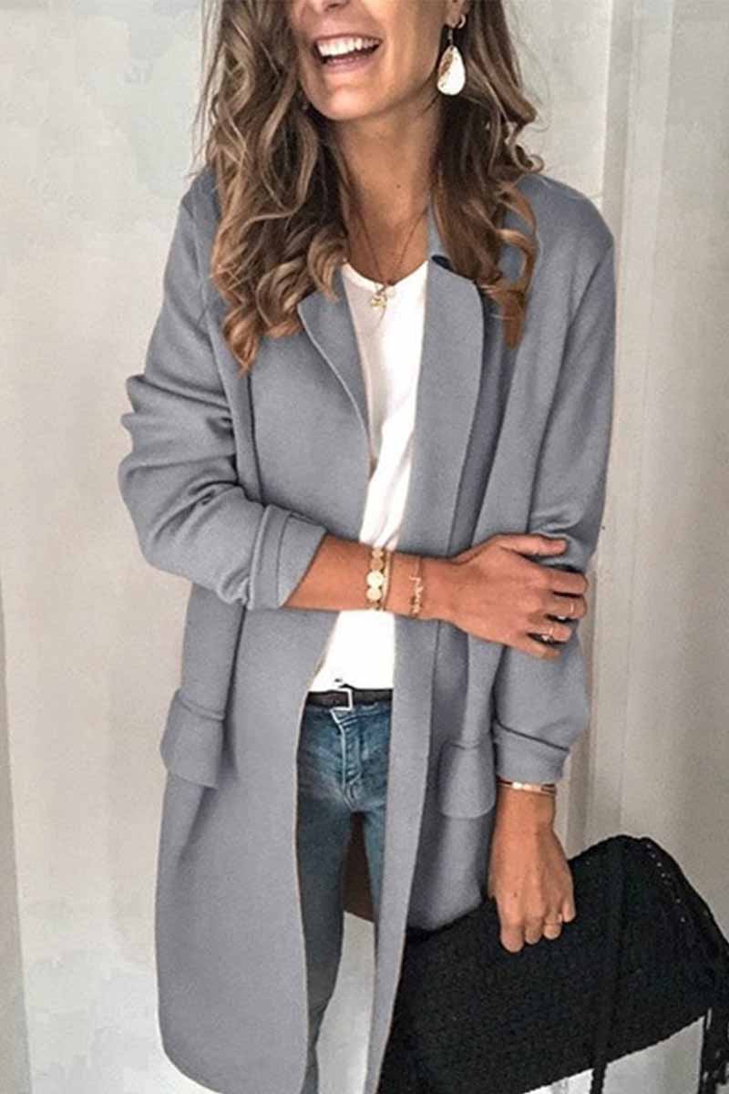 Casual Solid Color Long Sleeve blazer(6 Colors)