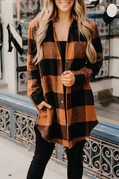 Casual Loose And Versatile Contrasting Plaid Button Tops