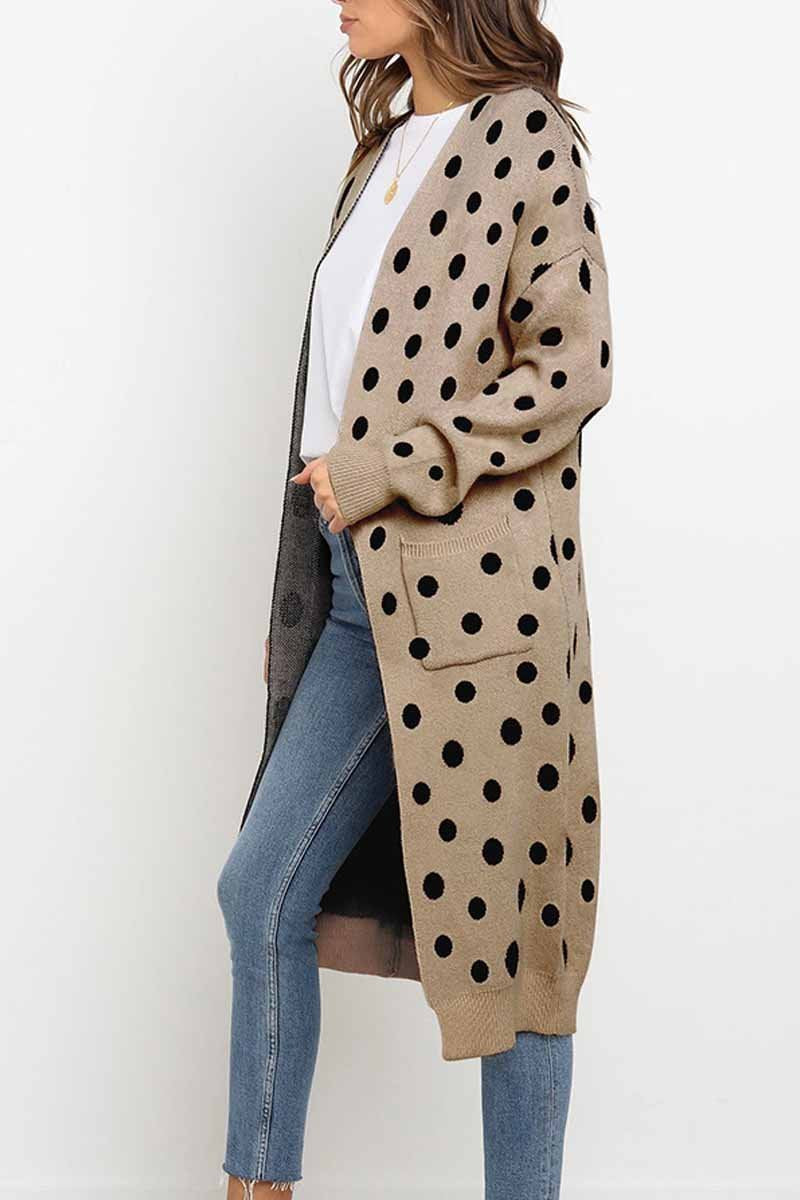 Dot Print Sweet Comfy Cardigan Tops Sweater(2 Colors)