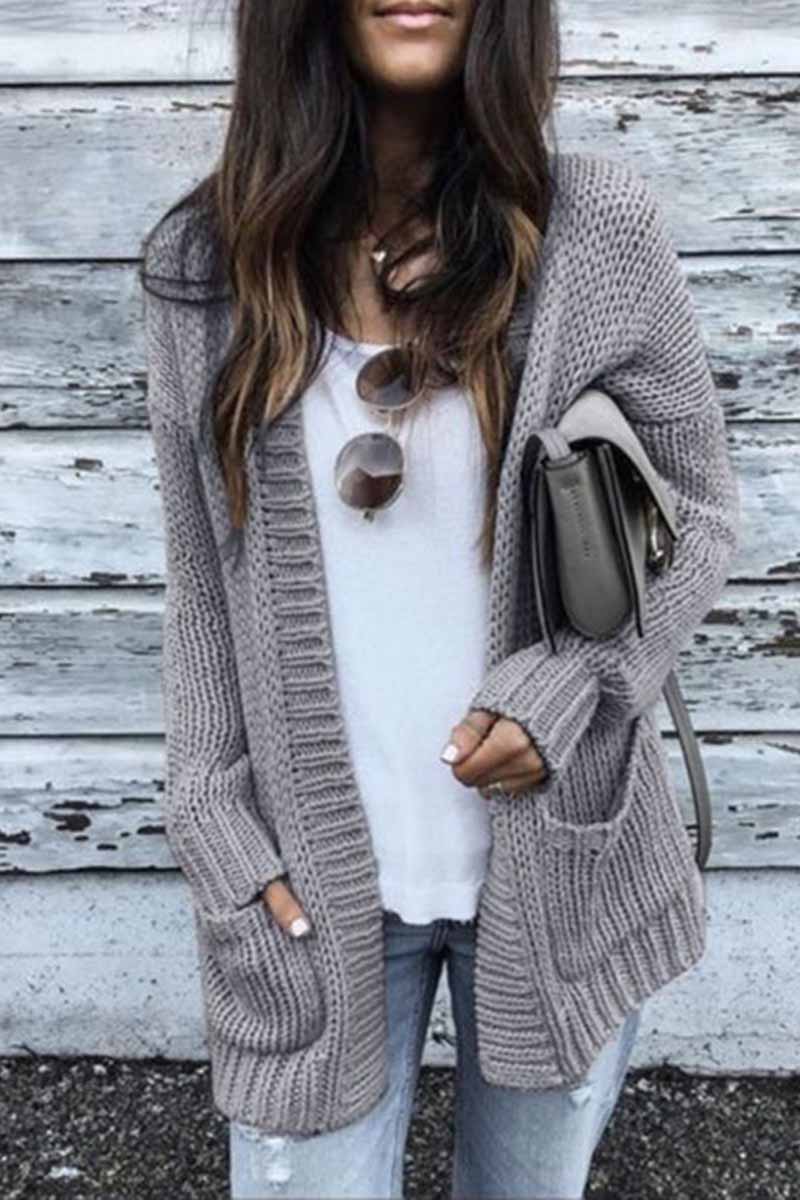 Solid Loose Sleeve Sweater Cardigan