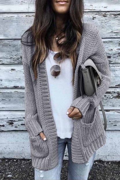 Solid Loose Sleeve Sweater Cardigan