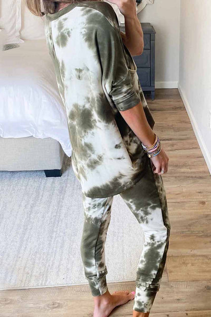 Dark Tie Dye Comfortable Casual Set Two Pieces
