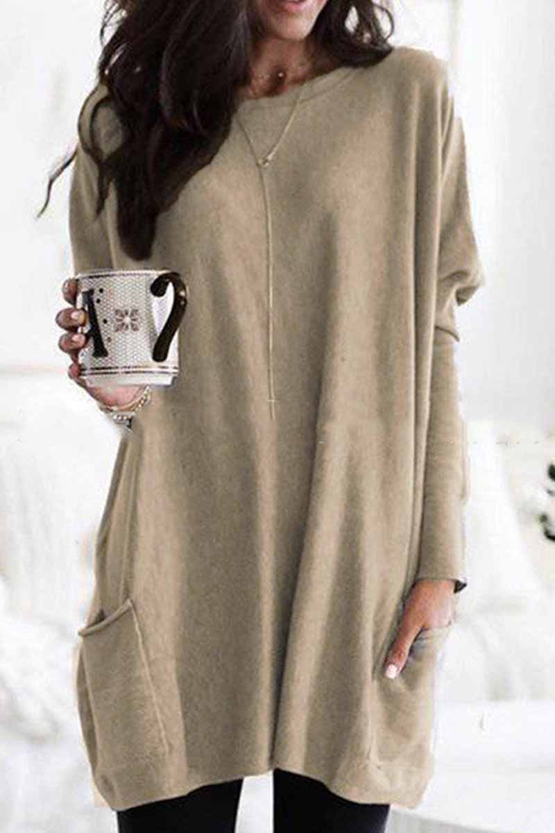 Long Sleeve Casual Mini Skirt With Pockets(3 Colors)