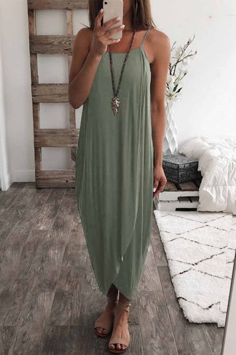 Solid Color Knitted Loose And Irregular Maxi Dress(3 Colors)