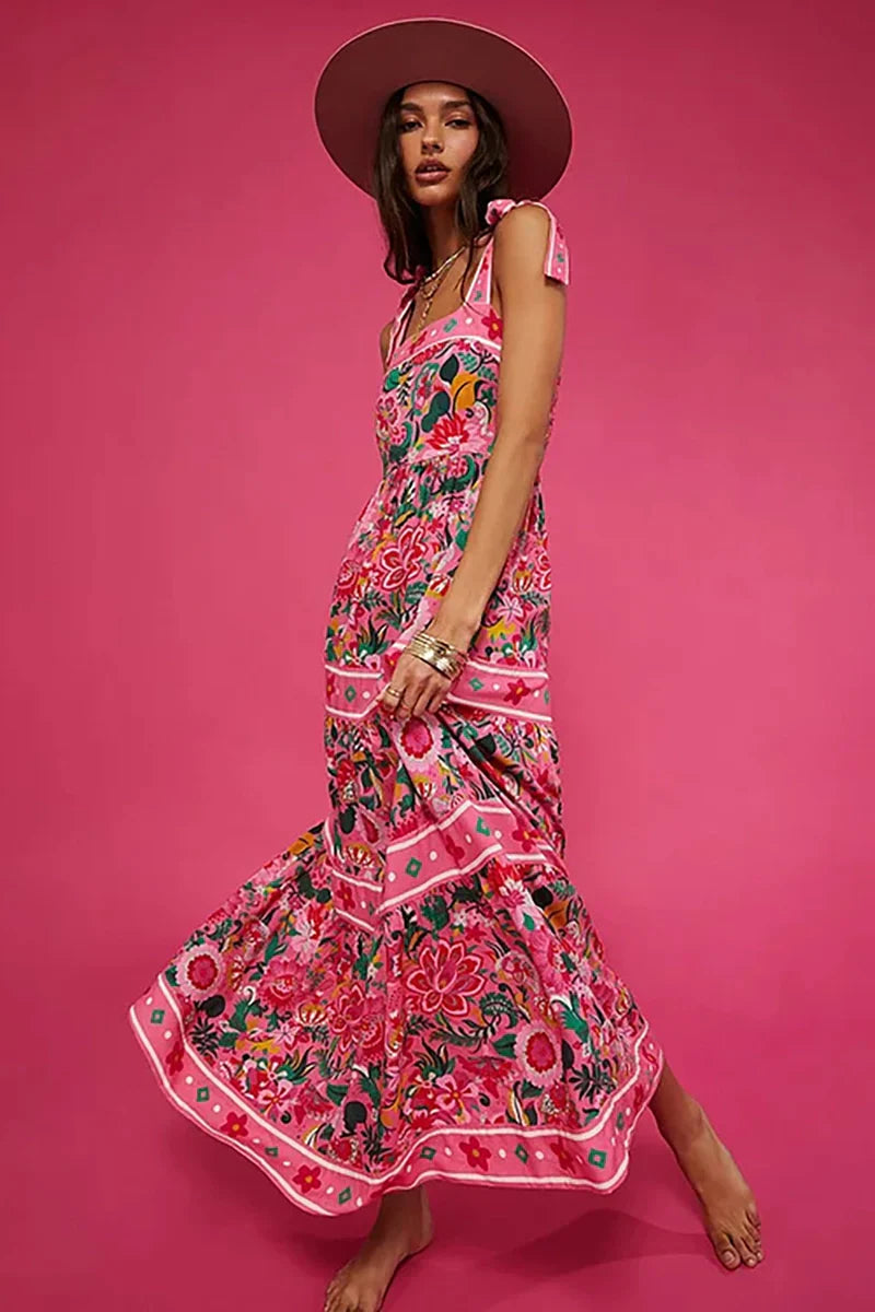 Floral Bowknot Tie One-Piece Swimsuit