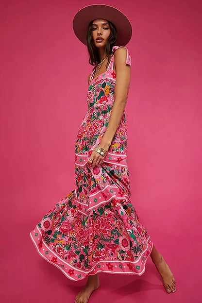 Floral Bowknot Tie One-Piece Swimsuit