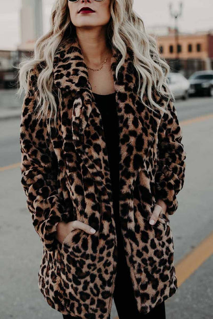 Women's Lapel Leopard Coat