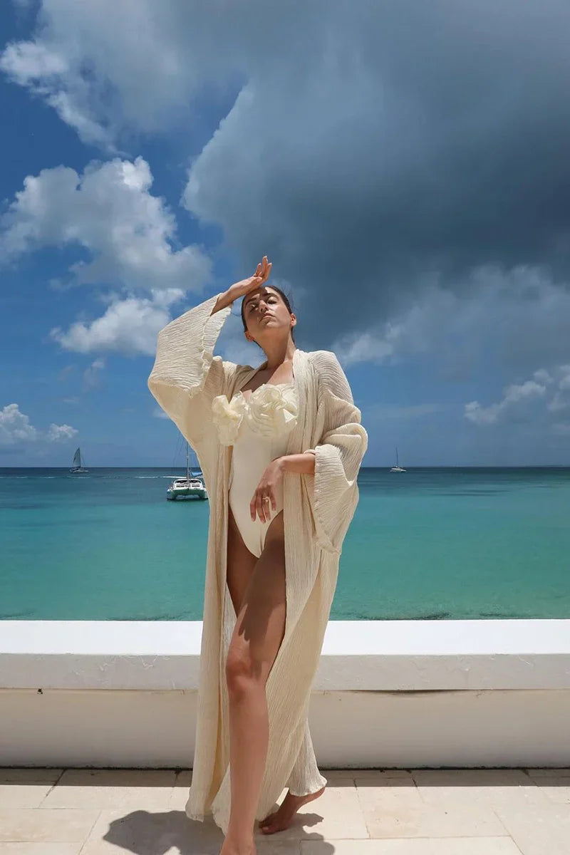 Floral Appliqué Solid One-Piece Swimsuit